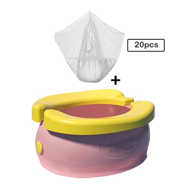 Portable Baby Chamber Pot Cartoon Banana Foldaway Toilet Training Seat Travel Potty Rings For Kids No-clean Vehicle Light Urinal