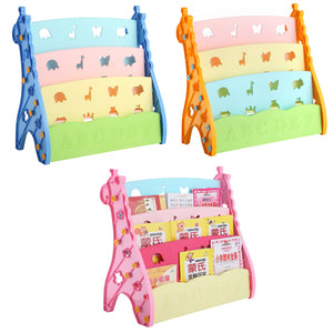 Colorful kids book storage and display cabinet, baby children bookshelf